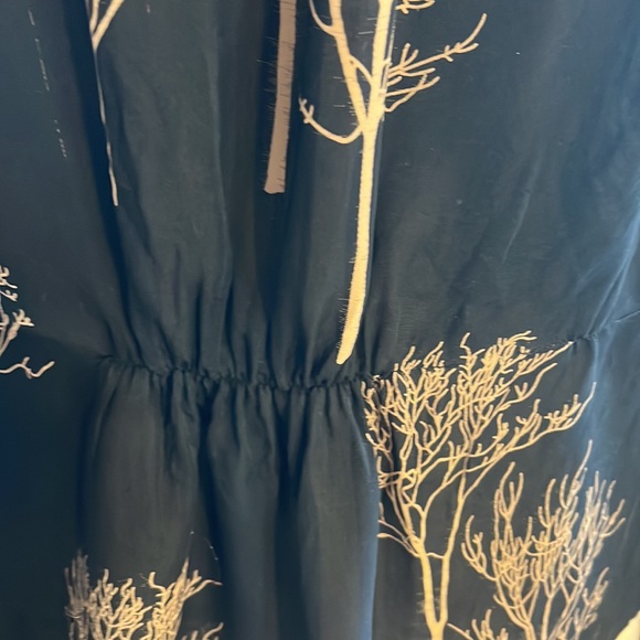 Ulla Johnson for Barneys tree print deep navy silk georgette blouse - Picture 4 of 6